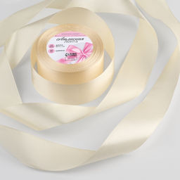 Лента атласная, 40 мм, 23±1 м, сливочная