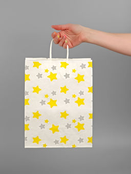 Цена за 10 шт. Пакет подарочный крафтовый «Звёзды», 28.5 х 22 х 13 см