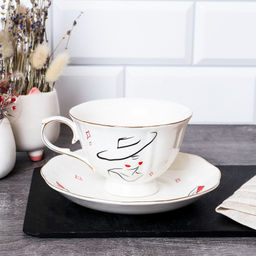 Чайная пара 2 предмета 250 мл Ах, какая женщина / RS/12-FY21602 Grey /уп 48/ в подарочной упаковке - Галеонтрейд фото 3