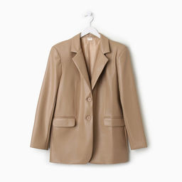 Пиджак женский из экокожи MINAKU: Eco leather, бежевый, размер 46-48