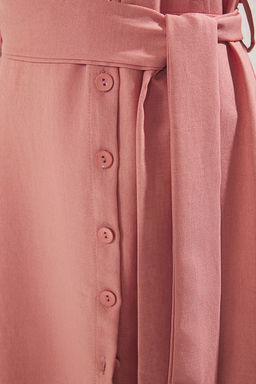 TRENDYOLMILLA Gul Kurusu Kusakl? Duz Midi Dokuma Elbise TWOSS25EL00285  фото 7