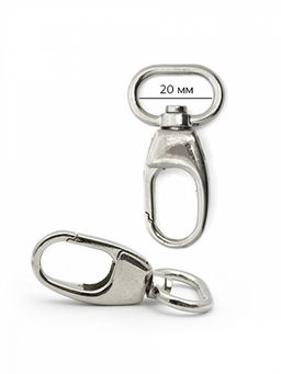 Карабин металл TBY-AX03.2 внутр. размер 20мм цв. никель уп. 10шт