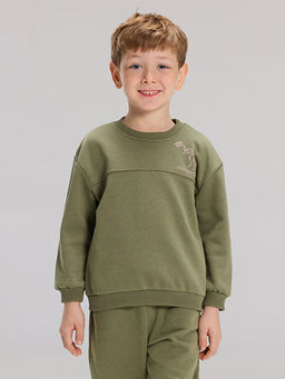 Dinozor Bask?l? Erkek ?ocuk Sweatshirt ve E?ofman Alt?