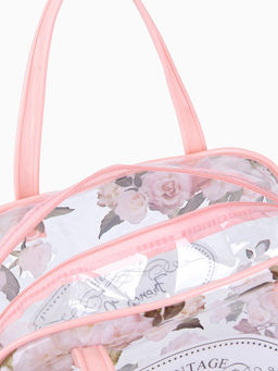 Косметичка на молнии, с ручками, розовая