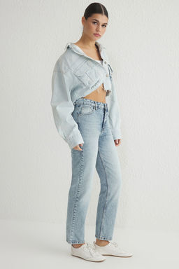 Ac?k Mavi Normal Bel Duz Kesim Straight Jeans TWOSS25JE00074 - Trendyolmilla фото 7