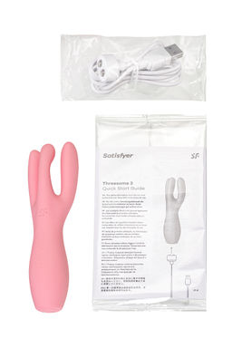 Вибростимулятор Satisfyer Threesome 3, силикон, розовый, 14 см  фото 10