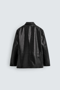 SOBRECAMISA RELAXED FIT EFECTO PIEL / Negro - Zara фото 8