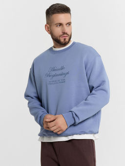 Свитшот мужской синий с вышивкой Humble beginning - Mark formelle фото 7