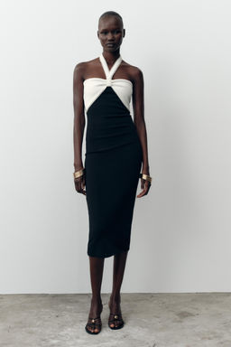 STRETCH MIDI DRESS WITH TIE - Zara фото 10