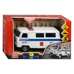 Машина пластик свет-звук UAZ 452 полиция, 18 см, двери, багажник