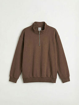 Dik Yaka Fermuarl? Erkek ?ocuk Sweatshirt