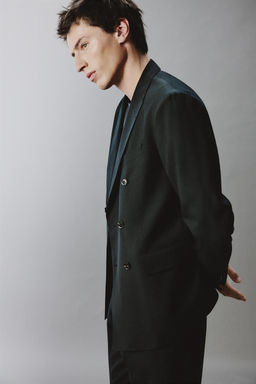 DOUBLE-BREASTED WOOL BLEND SUIT BLAZER - Zara фото 16