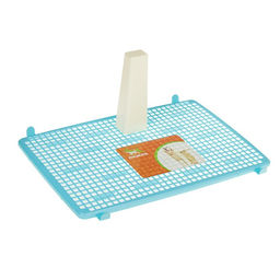 Туалет для собак 46,5 х 35,5 х 5,5 см, со съёмным бортом, решеткой и столбиком, голубой - Пижон фото 4