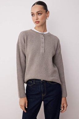 More Sustainable Lacivert Pamuklu Genis Kal?p Dugmeli Triko Kazak TWOAW26KZ00117 - Trendyolmilla фото 6