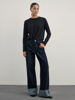 Однотонный базовый лонгслив из хлопка / Zarina  фото 2