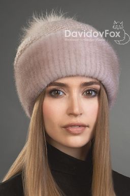 Шапка Оливия норка трикотаж кизил
