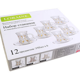 27089 Набор д/чая стекляный 12пр LR с золотом (х6) - Mayer&boch фото 4