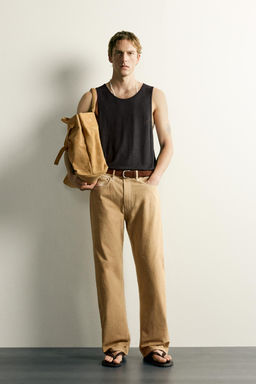 CAMISETA TANK RELAXED FIT VISCOSA - LINO / Negro