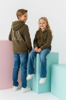 Haki S?rt Nak?sl? Unisex Cocuk Orme Sweatshirt TKDAW26SW00029