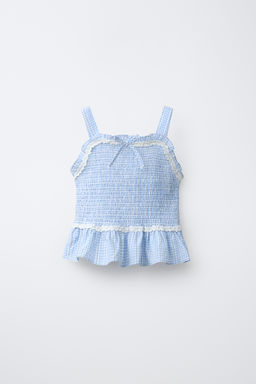 TOP GOMAS CUADRO VICHY / Azul / Blanco