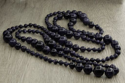 Бусы авантюрин синий 6..14мм, бусы "Равновесие", длина бус 150см