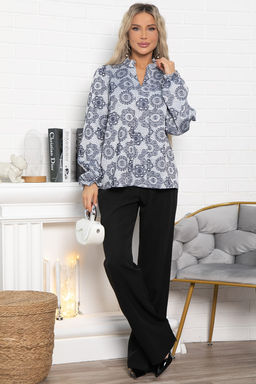Блуза Доменика (серо-синяя) Б15016-18М