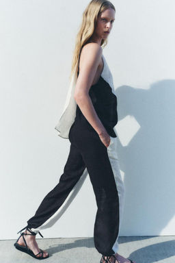 CONTRAST LINEN TROUSERS - Zara фото 5