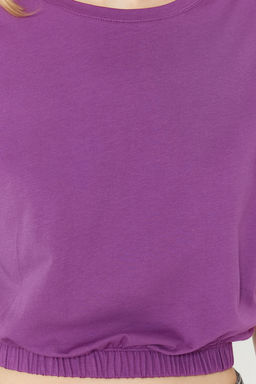 TRENDYOLMILLA Siyah %100 Pamuk Vatkal? Crop Bisiklet Yaka Orme T-Shirt TWOSS21TS0379 фото 30