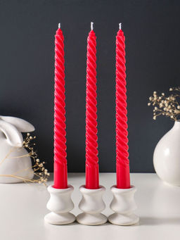 Свеча витая 25 см (набор 3 шт) 57 гр, 5 ч, цв. красный