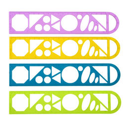 Цена за 12 шт. Линейка трафарет - транспортир, 3 в 1, 20 см, тонированная, флуоресцентная, МИКС