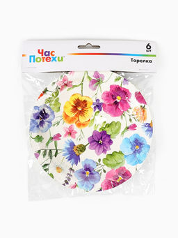 Цена за 2 шт. Тарелка одноразовая бумажная «Полевые цветы», 17 см, 6 шт