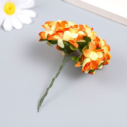 Цена за 23 шт. Декор для творчества «Пестрые цветы» МИКС, 9 см (1 набор=1 букету) в букете 6 цветков