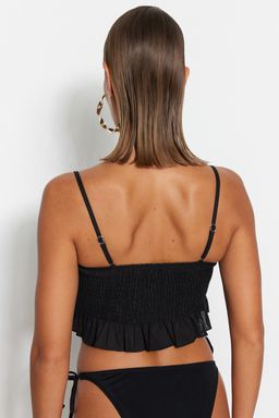 Trendyolmilla Beyaz Crop Dokuma Flaml? Pamuk F?rf?rl? Plaj Bluz TBESS21BZ0661  фото 18