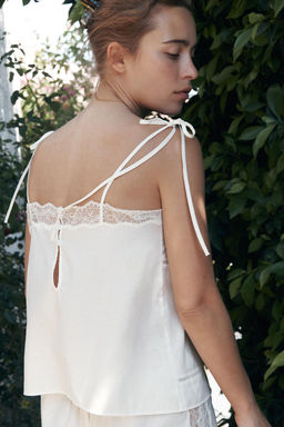 LACE LADDER STITCH TOP - Zara фото 3