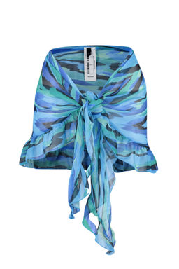 Soyut Desenli Dokuma F?rf?rl? Plaj Mini Pareo TBESS23PR00008