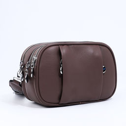 Сумка кросс-боди на молниях, наружный карман, цвет коричневый - Simaland фото 3