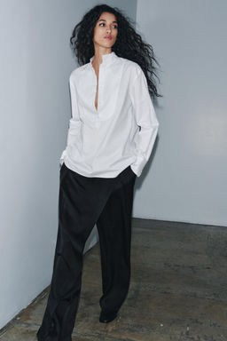 ZW COLLECTION POPLIN SHIRT WITH BIB DETAIL