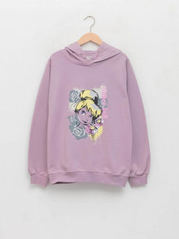 Kap??onlu Tinker Bell Bask?l? Uzun Kollu K?z ?ocuk Sweatshirt