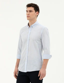 A__k Mavi Slim Fit Uzun Kollu G_mlek