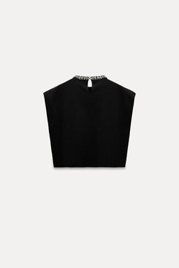 PLAIN KNIT TOP WITH RHINESTONE BEADS - Zara фото 7
