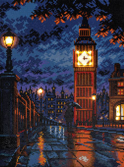 Кристальная (алмазная) мозаика ФРЕЯ ALDD-309 на подрамнике Ночной Биг-Бен (со светодиодами) 30 х 40 см