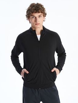 Dik Yaka Uzun Kollu Erkek Fermuarl? Sweatshirt