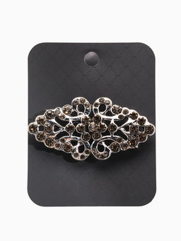 Зажим для кардигана «Ажур. Бутоны», светло-серый в черненом серебре