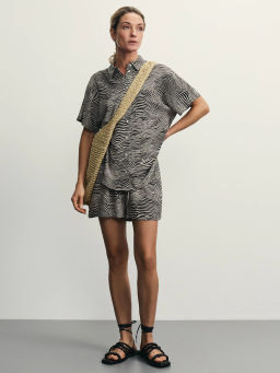 Рубашка с коротким рукавом из вискозы / Zarina  фото 2