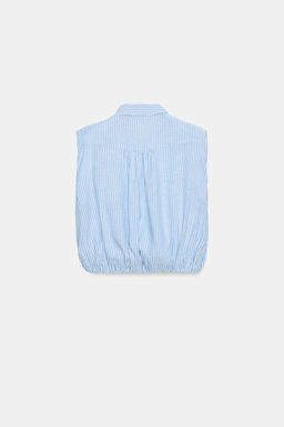 CAMISA CORTA RAYAS HOMBRERAS / Azul / Blanco