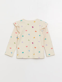 Bisiklet Yaka Uzun Kollu Desenli K?z Bebek Ti??rt - Waikiki фото 2