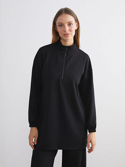 Dik Yaka Oversize Kad?n Sweatshirt Tunik