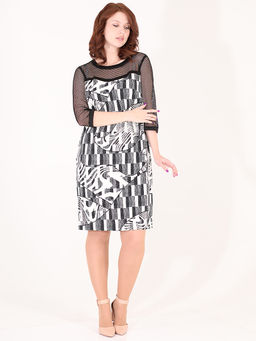 Авангардное дизайнерское платье с рукавами из сетки - Almond фото 3