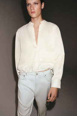 CAMISA SATINADA BOLSILLOS DE PLASTR?N ZW COLLECTION / Crudo - Zara фото 5