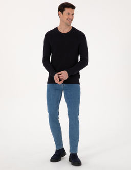 Lacivert Slim Fit Pamuk Kar___ml_ Bisiklet Yaka Triko Kazak - Cacharel фото 4